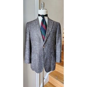 SUITSUPPLY Havana Patch Silk Linen  Sport Coat, Flecky Brown, Size 38S (48EU)